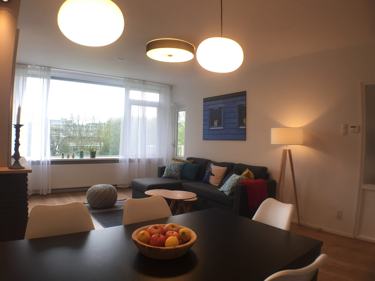 Black Brick Fireplace: rental property interior design in Amsterdam, photo 8 of 26